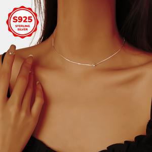 TEMU A 스타일리시한 여성용 목걸이, S925 순수 은으로 제작되었으며 작은 비즈가 장착되어 있으며, 세련된 Y2K 디자인으로 , 휴가, 발렌타인데이, 생일, 어버이날 선물로 완벽합니다. 이 저자극성 은 목걸이는 여성에게 적합합니다.