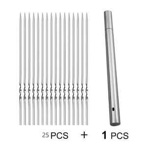 TEMU 15/25/40개입 튼튼한 스테인리스 스틸 BBQ 꼬치 (튜브 보관함 1개 포함), 재사용 가능하고 세척이 용이하여 야외 및 실내 그릴 파티에 적합