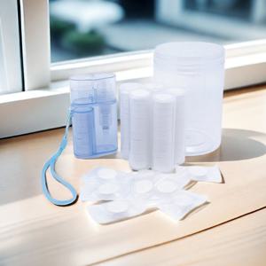 TEMU 휴대용 미니 가습기 50개 압축 타월 & 여행 케이스 포함 - 배터리 없는 휴대용 티슈 태블릿 디스펜서, 캠핑, 스포츠, 야외 활동용, 투명 액세서리, 간편 조작 메커니즘