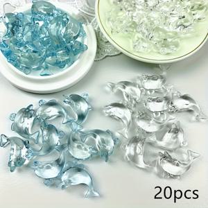 TEMU 20 개의 귀여운 돌고래 플라스틱 비즈 - 3D 파란색과 흰색의 매력적인 비즈, DIY 보석, 열쇠고리 및 창의적인 공예 재료에 적합합니다.