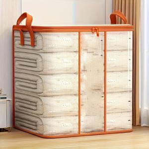 TEMU 대형 방수 PVC 보관 가방 - 옷, 침구류, 기숙사 및 학교 준비물용 투명 정리함, 안전한 잠금장치, 스택 가능 디자인, 강화된 손잡이, 침대 밑 수납