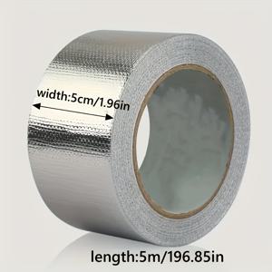 TEMU 알루미늄 호일 단열 테이프 - 방수, 고온 저항성, 습기 및 녹 방지, HVAC 파이프 및 금속 수리에 적합한 PE와 유리섬유 강화 반사 단열 밀봉 테이프