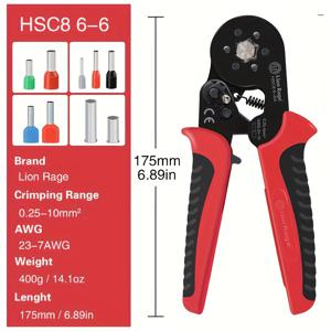 TEMU HSC8 6-4 E-Type 터미널 압착 펜치 (합금강 조, 전체 압착용), HSC8 6-6 라쳇 레버리지 와이어 압착 펜치