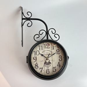 TEMU 유럽 스타일 철제 양면 벽시계, 러스틱하고 빈티지한 디자인의 유럽 패턴. 카페, 거실, 사무실 등 장식용으로 적합. 어버이날과 봄철 선물로 완벽|벽시계|벽시계