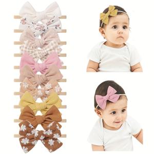 TEMU 아기 장식 머리띠 10개 세트, 손으로 뜨는 자수 리본 장식, 어린이용.