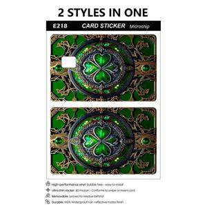 TEMU 2개입 행운의 4잎 클로버 카드 스킨 - 내구성이 뛰어난 PVC 프라이버시 보호 스티커, 신용 카드, 지갑 카드 및 교통 카드에 적합, 스크래치 방지, 스타일리시한 장식 액세서리 및 선물, 제거 가능한 자가 접착식 장식 카드 스티커