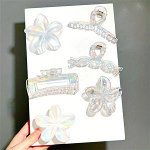 TEMU 여성용 플로럴 헤어 클립 6개 세트, 하와이 플루메리아 헤어핀, 대학생 스타일 꽃 헤어 클립, 두꺼운 머리용 마멜로우 헤어 클립, 십대 선물