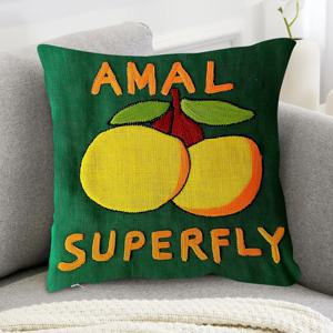 TEMU 1개 슈퍼 소프트 숏 플러시 쿠션 커버 - 레몬 과일 자수 & AMAL SUPERFLY 광부 스타일 텍스트, 그린 원단 양면 인쇄 18x18인치, 세탁기 사용 가능 지퍼 클로저, 소파 거실 침실 장식용 (쿠션 내장 없음), 대담한 텍스트 디자인, 빈티지 스타일, 내구성 있는 자수, 장식 쿠션, 복고풍 디자인, 고품질 스티칭, 인테리어 디자이너용