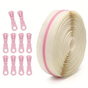 TEMU 1팩: 5야드 지퍼 (지퍼 풀 포함), 멀티컬러 레진 지퍼, 다양한 스타일, 가방, 필통, 재봉 교체품으로 적합