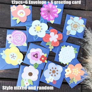 TEMU 12pcs 매력적인 꽃 인사 카드와 봉투 - 다양한 색상 꽃, 손글씨 메시지, 생일, 감사, 감사를 위한 완벽한 선물, 미니 꽃 카드