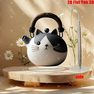 TEMU 2D 플랫, 2D 플랫 고양이 물병 - 양면 아크릴 데스크탑 장식품, DIY 다기능 휴일 오너먼트. 침실, 거실, 사무실, 집, 카페, 크리스마스, 할로윈, 부활절 축제에 적합. 전원 없이 완벽한 선물, 2D 플랫