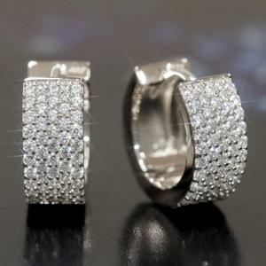 TEMU 리드키스 여성용 패브드 귀걸이 - 소형 라운드 후프 귀걸이, K, 4월 탄생석 주얼리, 합성석 우아한 데일리 & 파티 웨딩/기념일 선물, 서클 귀걸이