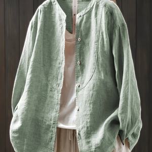 TEMU 플러스 사이즈 여성용 블라우스 - 미트 그린, 비신축성 버튼 프론트 셔츠, 우아한 오피스 & 데일리 블라우스, 사계절 필수 아이템 (기계 세탁 가능), 라운드넥 디자인, 클래식 소재, 내구성 좋은 원단, 버튼업 탑, 전문가용