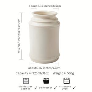 TEMU 1개 화이트 세라믹 보관용기 - 직선형 플레어드 마우스 주방용품 정리함, 젓가락·포크·펜 수납용 멀티 홈 데코 컨테이너, 슬림 디자인 매끄러운 마감