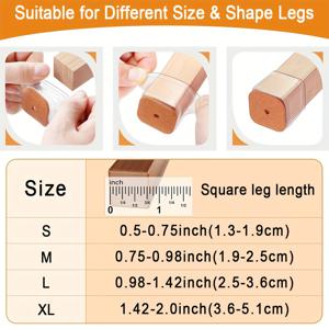 TEMU 24개 투명 의자 다리 보호 패드 - 라이트 브라운 펠트 패드 포함, 사각 실리콘 가구 발 커버, 나무 바닥용 스크래치 및 소음 방지, 내구성 플라스틱 구조, 미니멀 디자인, 미끄럼 방지, 홈 , 아파트 생활용