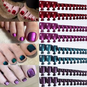 TEMU 심플하고 스타일리시한 멀티컬러 글라스 캣아이 발톱 스티커 세트, 탈착식 고품질 96pcs 짧은 프레스온 네일 + 젤리 접착제 & 버퍼 스틱 포함 Y2K DIY 아크릴 발톱