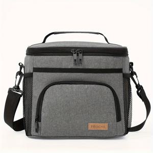 TEMU 대용량 보온 도시락 가방, 남녀공용 도시락 박스, 튼튼한 지퍼 & 조절 가능한 어깨끈이 있는 재사용 가능한 쿨러 백, 야외 캠핑, 학교, 직장 등에 적합한 다기능 내구성 벤토 박스, 비식품 접촉, 개학 준비물, 비식품 접촉