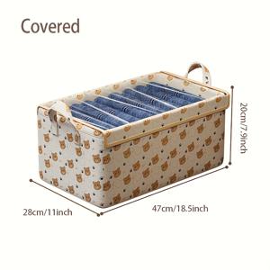 TEMU 베이지 & 패브릭 수납 박스 - 갈색 포함, 레트로 오거나이저 바구니, 내구성 있는 비옷 박스 지퍼 클로저, 베이지 & 갈색 '룸 데코, 기숙사, 옷장, 선반 수납, 옷, 장난감, 침대 밑 수납