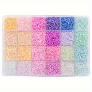 TEMU 24가지 색상의 유리 씨앗 비즈 조합 키트, 9600개 3mm 비즈, 보석 만들기, DIY 공예, 손수건 팔찌 및 액세서리에 적합합니다.