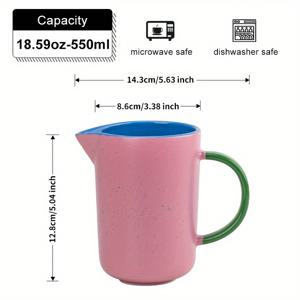 TEMU 1pc 유럽 스타일 세라믹 커피 포트, 핑크 디자인, 18.59oz/550ml, 핸들 포함, 아침 식사, 휴일 선물, 크리스마스, 할로윈, 부활절, 추수 감사절, 아버지의 날, 어머니의 날