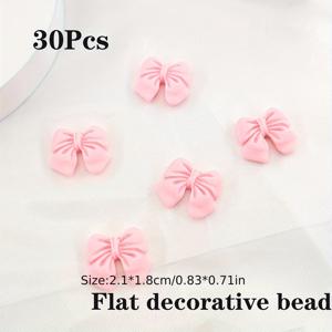 TEMU 30개 핑크 리본 장식 비즈 - DIY 액세서리 만들기용 (휴대폰 케이스, 네일 펜던트, 헤어 클립, 의류 소품)