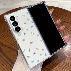 TEMU 폰 케이스: 5956 컬러풀 나비 타이 패턴 투명 방탄 접이식 스크린 에어 쿠션 폰 케이스, 갤럭시 Z Fold 7, Z Fold 6, Z Fold 5, Z Fold 4, Z Fold 3 5G용. 투명 TPU 폰 케이스, 갤럭시 호환, 전체 보호, 슬림하고 가벼운, 내구성 있는 혼합 쉘, 스크래치 방지