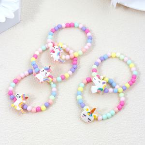 TEMU 5개 귀여운 유니콘 도파민 비즈 팔찌 세트, 일상 여름 휴가용 컬러 랜덤 매칭, 청소년용
