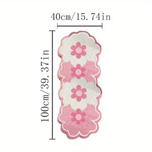 TEMU 1000g+10mm 인조 캐시미어 노르딕 스타일 매트 - 귀여운 핑크 꽃무늬, 불규칙한 모양, 부드럽고 푹신함, 미끄럼 방지, 세탁기 사용 가능, 침실, 거실 또는 공부방 장식에 완벽, 거실용 러그