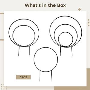 TEMU 3개 세트 금속 식물 트렐리스 - 내구성 강철 디자인, 실내외용 화분 등반식물 그리드 (원형) 3종 사이즈 포함