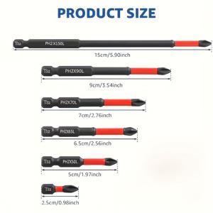 TEMU 16/14/6피스 스틸 자석 미끄럼방지 드라이버 비트 세트 - 고경도 내충격 크로스 PH2 비트 | 전기 드릴/해머 드라이버 호환 | 강력한 자석 | DIY 도구 키트 (16/14/6피스 포함)