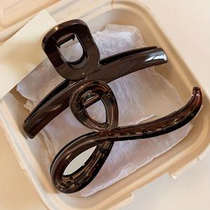 TEMU 2개입 빈티지 스타일리시 브라운 헤어 클로 클립, 뒷머리용, 여성용 대형 헤어 클로, 고급스러운 하프업 상어 클립, 풍성한 머리에 적합. 데일리룩으로 필수템.