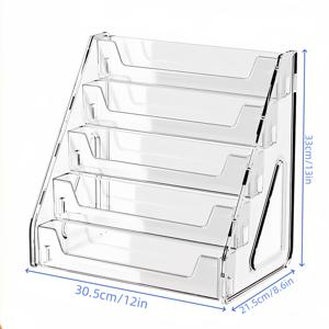 TEMU 1PC5 다층 일일 사무실 파일 보관함, 카드, 책 보관함, 투명 아크릴 파일 보관 랙 디스플레이 스탠드, 침실, 화장실, 화장대에 적합, 파일, 화장품, 아이섀도 팔레트, 립스틱 향수에 사용 가능, 공간 절약형 카운터탑 보관 랙
