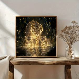 TEMU 1 IILYOWJ 5D 페인팅 키트 - 자체 발광 효과의 빛나는 호랑이 가족, 40x40cm/15.7x15.7