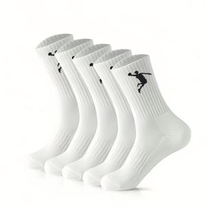 TEMU 혼합 컬러 5/20켤레 미드-캘프 양말 - 블랙 앤 화이트 덩킹 남성용 트렌디한 다용도 농구 스포츠 양말