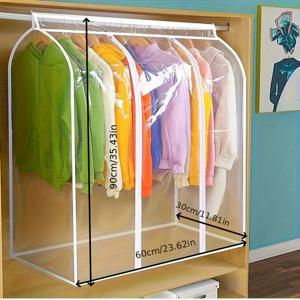 TEMU 1개 투명 방수 의류 보호 가방, 재사용 가능한 PVC 지퍼 디자인, 내구성 강한 얼룩 방지 세탁 가능 걸이형 보관백 - 옷장 및 침실 정리 필수품, 공간 절약형 설계, 튼튼한 구조, 홈 오거나이저, 여행 필수 아이템