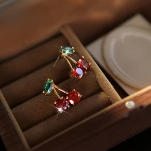 TEMU 2개 여성용 레드 체리 귀걸이 - 큐트하고 달콤한 합성 지르코니아 생일 크리스마스 발렌타인데이 선물, 패션 액세서리