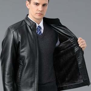TEMU 남성용 두꺼운 기모 안감 스탠드 칼라 인조 가죽 재킷