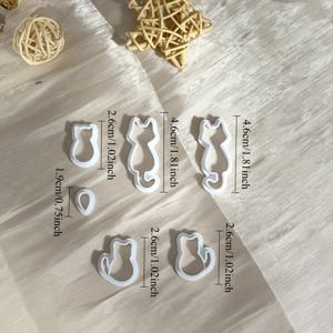 TEMU [6개 귀여운 고양이 클레이커터] 폴리머 클레이커터, 사랑스러운 동물형 | DIY 주얼리용 PLA로 만든 소프트테라코타몰드, Earring 제작키트