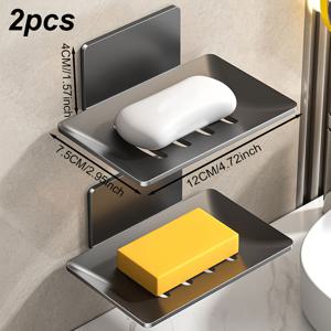TEMU 2개 세트 벽걸이 비누받침 박스 - 욕실용 고강도 탄소강 무드릴 접착식 설치, 못 없는 스티커, 공간절약형 비누 디스펜서 선반, 직사각형 샤워용 (문용)