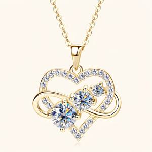 TEMU 무한한 사랑 8자형 삼생 하트 목걸이 여성용, 라이트 럭셔리 칼라본 체인|목걸이|탄생석