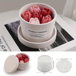 TEMU 실리콘 클레이 몰드 2개, 신선한 꽃병 실리콘 몰드, 꽃다발 실리콘 몰드 세트, 신선한 꽃통 실리콘 몰드, 레진 석고 시멘트 양초 컵 보관 볼 보관 상자 꽃병 선물 상자 양초 용기 실리콘 몰드.