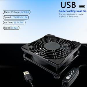 TEMU 5V USB 라우터용 선풍기 | 3단 속도 조절, 원버튼 On/Off, 라우터, 광 모뎀, 셋톱 박스 및 스위치에 적합 - AuyiHomu