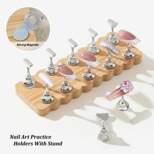 TEMU 11개 2열 네일 아트 트레이 베이스 브래킷 | 강력한 자석 금속 체스 말 네일 트레이 연습 도구, 여성 살롱 네일 아트 도구에 적합