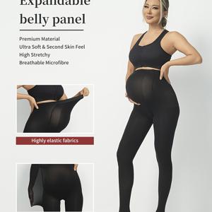 TEMU 한 쌍 팩 임산부용 블랙 하이웨이스트 카프리 길이 팬티스타킹 - 스타일리시한 단색 쉬어 타이츠