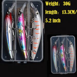 TEMU 헤비듀티 싱킹 낚시 루어 - 웨이티드 미노우, 롱캐스트 하드베이트, 겨울 심해 낚시용, 해수 및 담수 겸용, 31G/30G/24G/17.5G/14G 무게 선택 가능, 루어 박스 및 선물 박스 제공