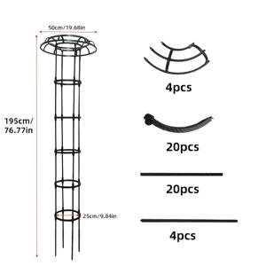 TEMU 야외 정원 장미 및 클레마티스용 트렐리스, 발코니에 있는 우산 모양의 꽃꽂이 지지 프레임