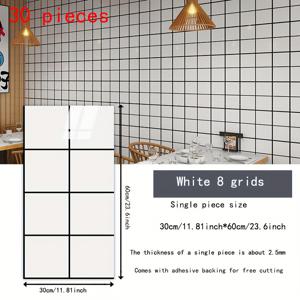 TEMU 30개 세트 자가 점착 방수 및 방유 체크 무늬 벽 스티커 (주방용), 욕실용 모조 세라믹 타일, 레스토랑 벽면 리모델링용 장식 스티커