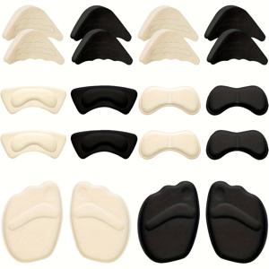 TEMU 10켤레 조절 가능한 뒤꿈치 & 발가락 패드 - 미끄럼 방지 앞발 쿠션 & 하이힐용 뒤꿈치 그립 | 블랙 & 화이트 인체공학적 깔창, 여성용 공식 행사, 직장 & 데일리 컴포트