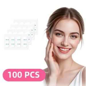 TEMU 100개입 무형 얼굴 & 목 리프팅 테이프 - 즉각적인 , V라인 얼굴 리프트 패치, 턱라인, 주름 개선, 라이트 베이지 색상, 간편한 사용, 일상 사용에 적합