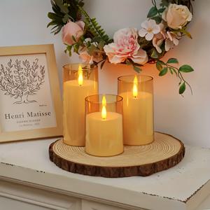 TEMU 3개 세트 무화염 캔들 라이트, LED 캔들 배터리 구동 캔들, 깜빡이는 불꽃, 홈, 침실, 프로포즈, 크리스마스, 할로윈, 회사 파티, 크리스마스 파티 장식용 (배터리 미포함)